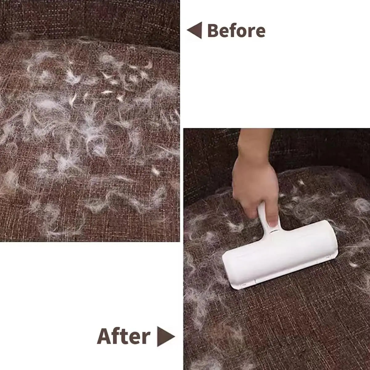 Effortless Pet Hair Removal: Self-Cleaning Fur Roller for Furniture