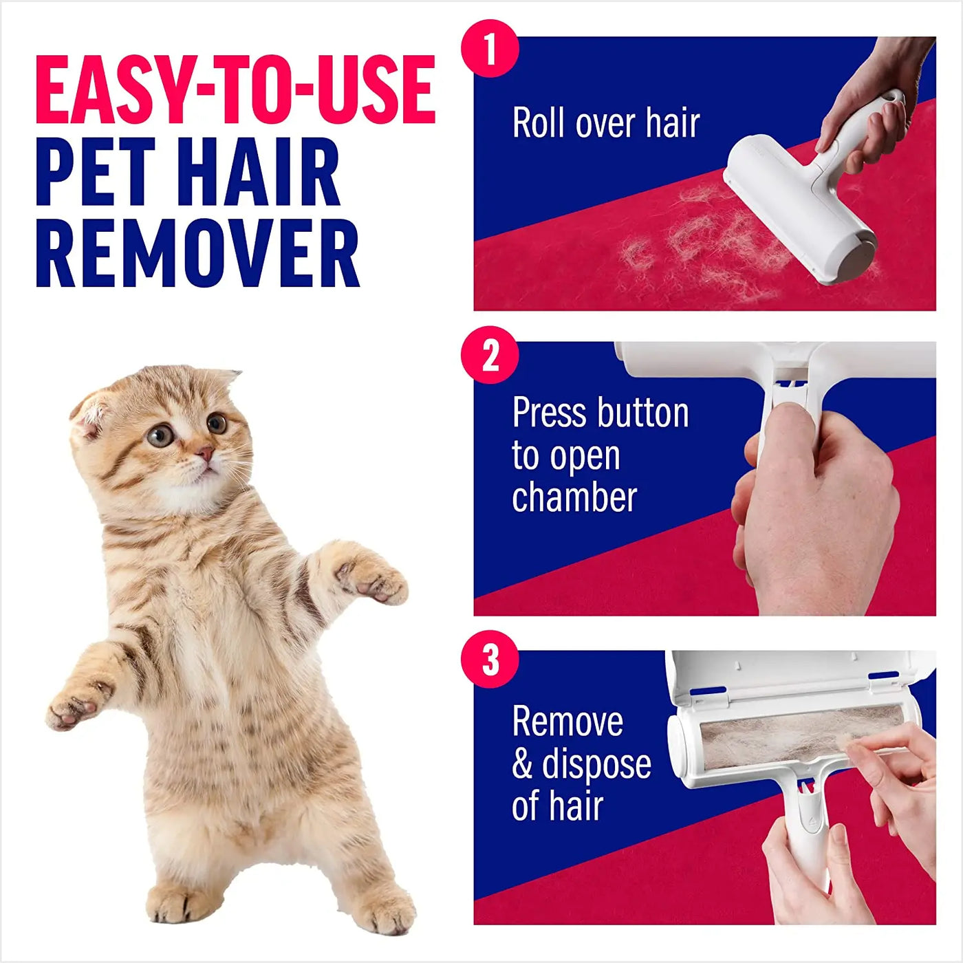 Effortless Pet Hair Removal: Self-Cleaning Fur Roller for Furniture